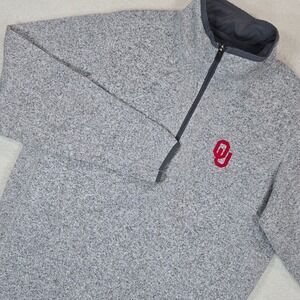 Antigua Oklahoma Sooners Pullover Mens Large Grey OU Quarter Zip Performance